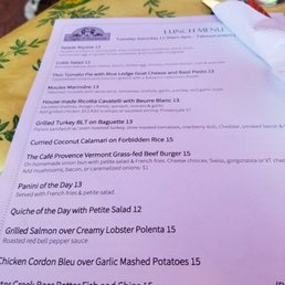 Lunch menu Lunch menu