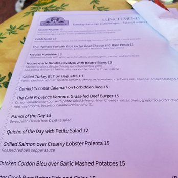 Cafe Provence - Lunch menu - French Near Me - Brandon, Vermont Cafe Provence - Lunch menu - French Near Me - Brandon, Vermont