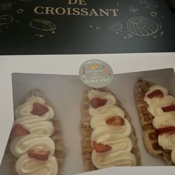 Maison De Croissant - We bought 9 croffles - 4 strawberry, 2 chocolate, 2 blueberry and 1 tiramisu. They gave us 2 boxes. - Bakeries Near Me - Irvine, California