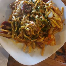Pasta dish with chicken, sausage, and chicken. Has a little kick to it. Pasta dish with chicken, sausage, and chicken. Has a little kick to it.