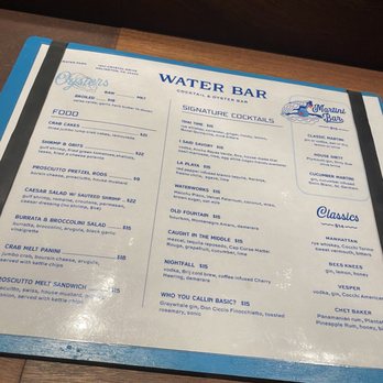 Water Bar - Menu as of 12/12/23 - Cocktail Bars Near Me - Arlington, Virginia Water Bar - Menu as of 12/12/23 - Cocktail Bars Near Me - Arlington, Virginia