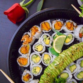 Sushi Park - a plate of sushi and a rose - Sushi Bars Near Me - Mississauga, Ontario