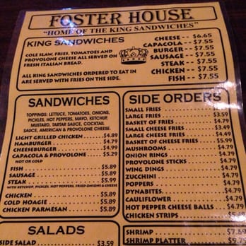 Foster House - Menu - Sports Bars Near Me - Belle Vernon, Pennsylvania