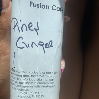 Coconutz Fusion Cafe - OK I drink it all but this was fresh made pineapple ginger juice lol - Caribbean Near Me - Miramar, Florida Coconutz Fusion Cafe - OK I drink it all but this was fresh made pineapple ginger juice lol - Caribbean Near Me - Miramar, Florida