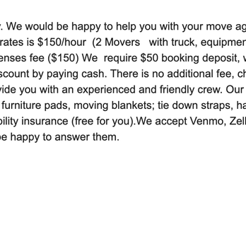 AK Movers - This is the only quote I received from them. They did not tell me ever that 3 people would cost more. - Movers Near Me - Rockville, Maryland