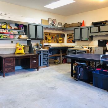 Allyn Sinclair - We organized this garage with zones for each hobby: gardening, wood working, and crafting. - Home Organization Near Me