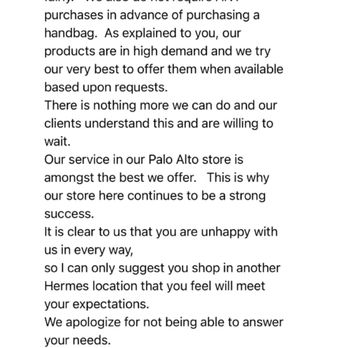 Hermes - The worst attitude from Hermès US CEO - Women's Clothing Near Me - Palo Alto, California Hermes - The worst attitude from Hermès US CEO - Women's Clothing Near Me - Palo Alto, California