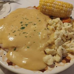 Das Schnitzelhaus - Pork schnitzel with Black Forest ham and cheese with cream sauce with spaetzle another one of the old original dinner plates