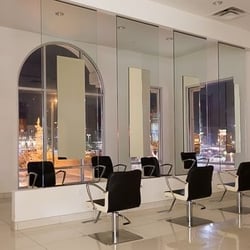 TONI&GUY Hairdressing Academy Salon - Salon-ready student area at night.