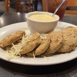 Rusty's Riverfront Grill - Fried green tomatoes with crayfish sauce on side