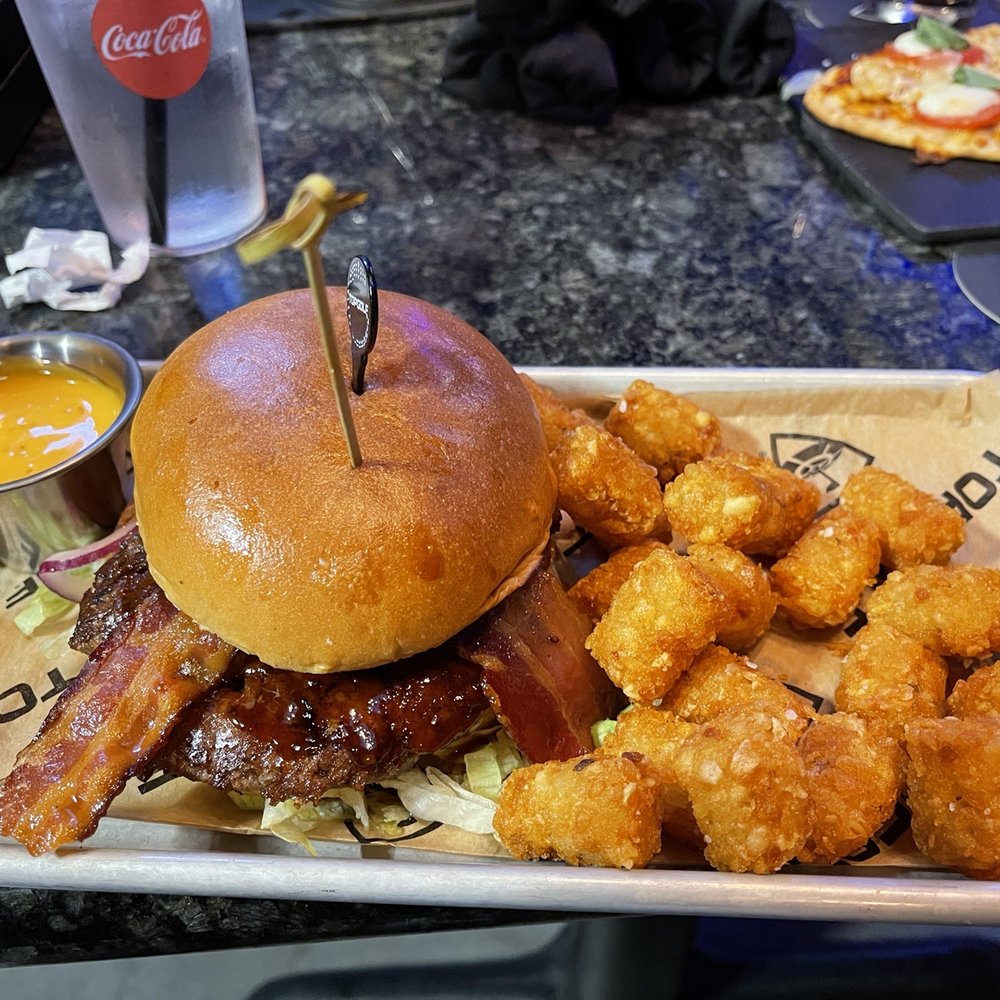 Topgolf - Smokehouse Burger with Tater tots - Golf Near Me - Buford, Georgia