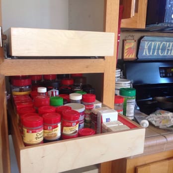 Drawer & Shelf Solutions - Suspended spice shelf gives huge amount of space! - General Contractors Near Me Drawer & Shelf Solutions - Suspended spice shelf gives huge amount of space! - General Contractors Near Me