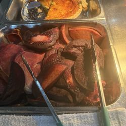 Spiros Family Restaurant - A picture of fried bologna, sausage links, and they had a quiche and an omelette