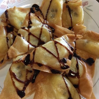 Bushido Sushi Bar - Banana wontons on the house. Topped with chocolate drizzle - Sushi Bars Near Me - Venice, Florida Bushido Sushi Bar - Banana wontons on the house. Topped with chocolate drizzle - Sushi Bars Near Me - Venice, Florida