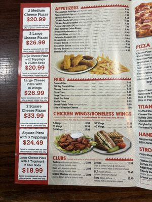 Menu photo 2 Titanic Pizzeria Milton, DE