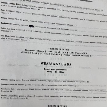 Ripe Delray - Bowls, wraps, salads menu - Gluten-Free Near Me - Delray Beach, Florida