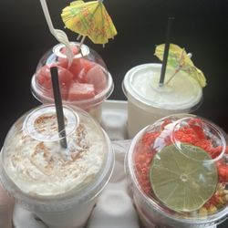 Sweet Block - Isla, limonada de coco, coquito frappe, and esquites