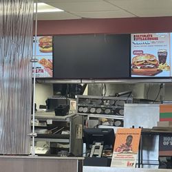 The menu board that has the meals listed is broken