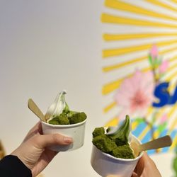 Indigo Cow - Swirl with matcha warabimochi