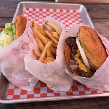 Hamburger Hut - Double hut, fries, single hut - Cocktail Bars Near Me - Encinitas, California