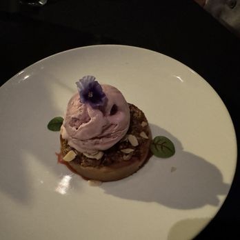 etch - Rhubarb Almond tart with hibiscus elderflower sorbet - New American Near Me - Nashville, Tennessee