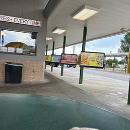 a view of a gas station a view of a gas station