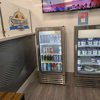 Stricklands Ice Cream - Fridge and freezer of goods towards the right of the shop - Ice Cream & Frozen Yogurt Near Me - Costa Mesa, California Stricklands Ice Cream - Fridge and freezer of goods towards the right of the shop - Ice Cream & Frozen Yogurt Near Me - Costa Mesa, California