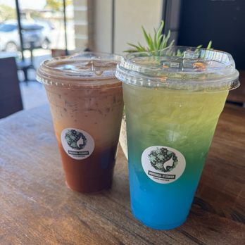 Pressed + Flower - Black Tie (left) and Iris Sunrise (right) - Coffee & Tea Near Me - Azusa, California Pressed + Flower - Black Tie (left) and Iris Sunrise (right) - Coffee & Tea Near Me - Azusa, California