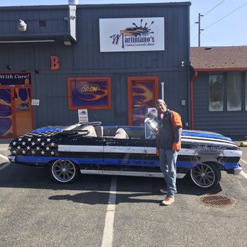 Martiniano's Classics, Customs & Collision - The owner Martin with my car after correcting the body work to get a wrap. - Body Shops Near Me - Lakewood, Washington Martiniano's Classics, Customs & Collision - The owner Martin with my car after correcting the body work to get a wrap. - Body Shops Near Me - Lakewood, Washington
