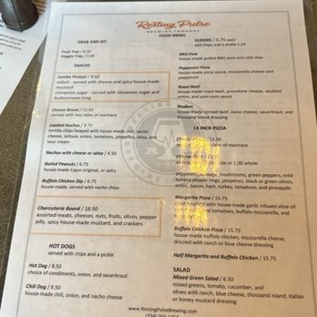 Resting Pulse Brewing Company - Menu - Pubs Near Me - Opelika, Alabama Resting Pulse Brewing Company - Menu - Pubs Near Me - Opelika, Alabama