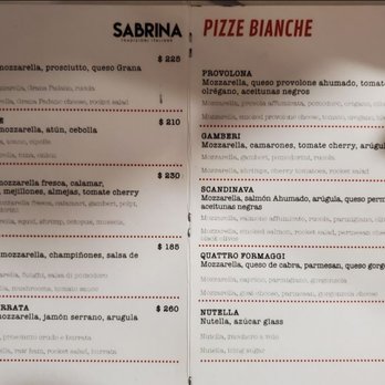 Sabrina - Pizza Menu pt.1 - Italian Near Me - Playa del Carmen, ROO Sabrina - Pizza Menu pt.1 - Italian Near Me - Playa del Carmen, ROO