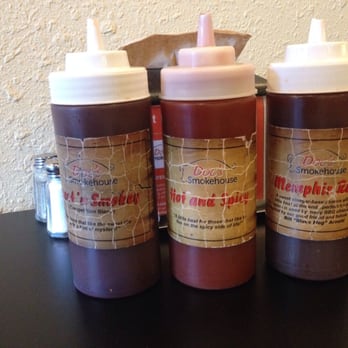 Doc's Smokehouse & Catering - Doc's World Famous BBQ Sauce's Sweet'N Smokey,Hot & Spicy,Memphis Red. I can't choose I put them all on! - Barbeque Near Me - Edwardsville, Illinois