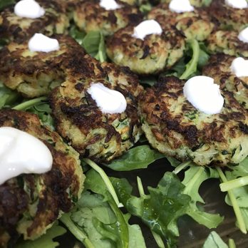 Amy's Moveable Feast - Mini zucchini cakes with lemon yogurt sauce - Food Delivery Services Near Me