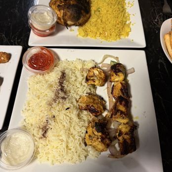 Jasmin Grill - Chicken kabob, 1/2 chicken and both types of rice - Mediterranean Near Me - Pineville, North Carolina Jasmin Grill - Chicken kabob, 1/2 chicken and both types of rice - Mediterranean Near Me - Pineville, North Carolina