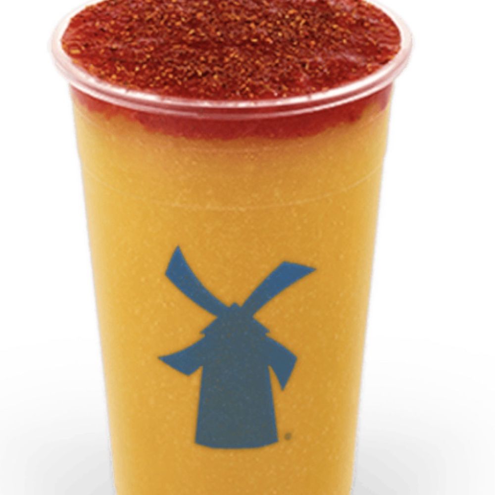 Dutch Bros Coffee - I ordered a Mangonada Energy Drink Topped w/ Strawberry Fruit & a Hint of Tajín and it looked nothing like on the menu . Horrible location - Juice Bars & Smoothies Near Me - Norco, California