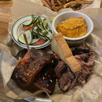 Southern Craft - Baby Back Ribs - Reg1/2 Rack, Chopped Brisket, Tomato & Cucumber Salad, Sweet Potato Souffle - all Delicious!!! - Southern Near Me - Johnson City, Tennessee Southern Craft - Baby Back Ribs - Reg1/2 Rack, Chopped Brisket, Tomato & Cucumber Salad, Sweet Potato Souffle - all Delicious!!! - Southern Near Me - Johnson City, Tennessee