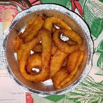 Gino Pizzeria - Onion Rings Small $3.00 (01/01/22). @GinosPizzaJC #JerseyCity #ItalianFood #OnionRings #FoodPorn - Pizza Near Me - Jersey City, New Jersey