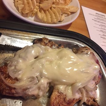 JJ & Freddie's - Smothered chicken minus the shrums and waffle fries - American Near Me - Stockton, Illinois