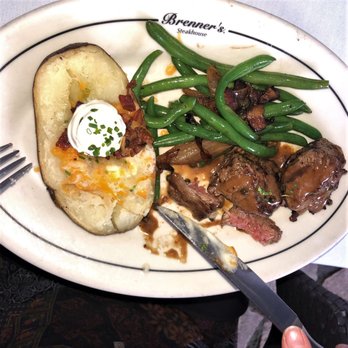 Brenner's Steakhouse - Beef Tournedos Cognac Peppercorn Sauce, Green Beans, Loaded Potato - Steakhouses Near Me - Houston, Texas Brenner's Steakhouse - Beef Tournedos Cognac Peppercorn Sauce, Green Beans, Loaded Potato - Steakhouses Near Me - Houston, Texas