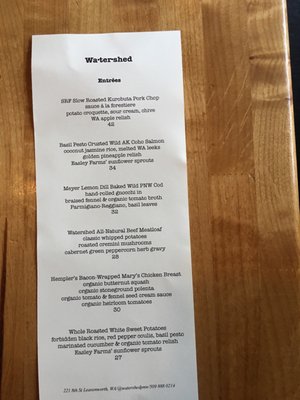 Menu photo 7 Watershed Cafe Leavenworth, WA