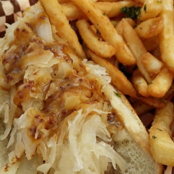 Old Schoolhouse Brewery - Beer brat and garlic fries - Breweries Near Me - Winthrop, Washington Old Schoolhouse Brewery - Beer brat and garlic fries - Breweries Near Me - Winthrop, Washington
