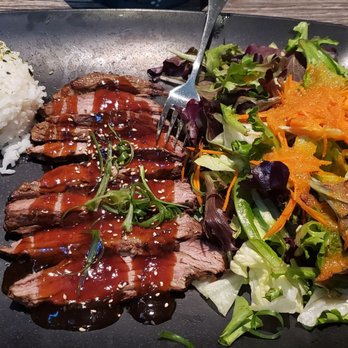 Sushi R91 - Beef teriyaki plate. NOTE dressing is not traditional but tasty - Japanese Near Me - Riverside, California