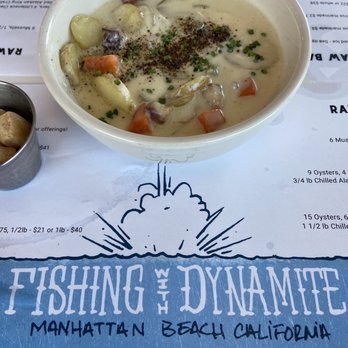 Fishing With Dynamite - Chowder split. This is only half but was so filling - Seafood Near Me - Manhattan Beach, California