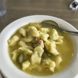 Rose Garden Family Restaurant - Dumpling soup. See the little piece of chicken right in the middle?