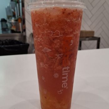 It's Boba Time - San Pedro - Peach strawberry fruit tea with extra strawberry add mango jelly. - Desserts Near Me - San Pedro, California