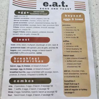 EAT eggs and toast - Menu - Coffee & Tea Near Me - Syracuse, New York