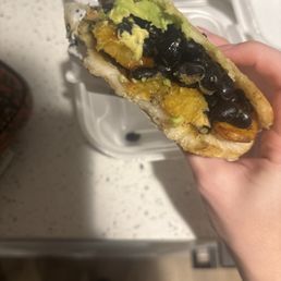 Veggie arepa with Sweet Plantains and Black Beans Veggie arepa with Sweet Plantains and Black Beans