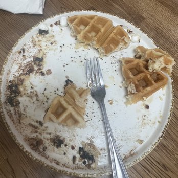 Madres Brunch - A rare leftover for me, sad dry waffle remains - Breakfast & Brunch Near Me - Whittier, California Madres Brunch - A rare leftover for me, sad dry waffle remains - Breakfast & Brunch Near Me - Whittier, California