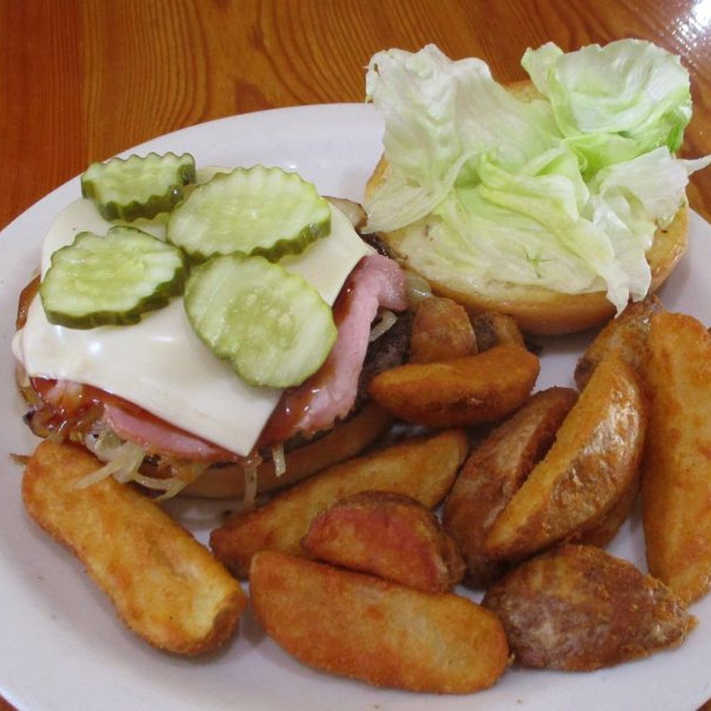 Rose Lake Restaurant - I think this was a Hawaiian burger? - Breakfast & Brunch Near Me - Cataldo, Idaho Rose Lake Restaurant - I think this was a Hawaiian burger? - Breakfast & Brunch Near Me - Cataldo, Idaho