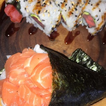 Hand Roll Sushi - Salmon Temaki and Orlando Roll without cream cheese - Sushi Bars Near Me - Orlando, Florida